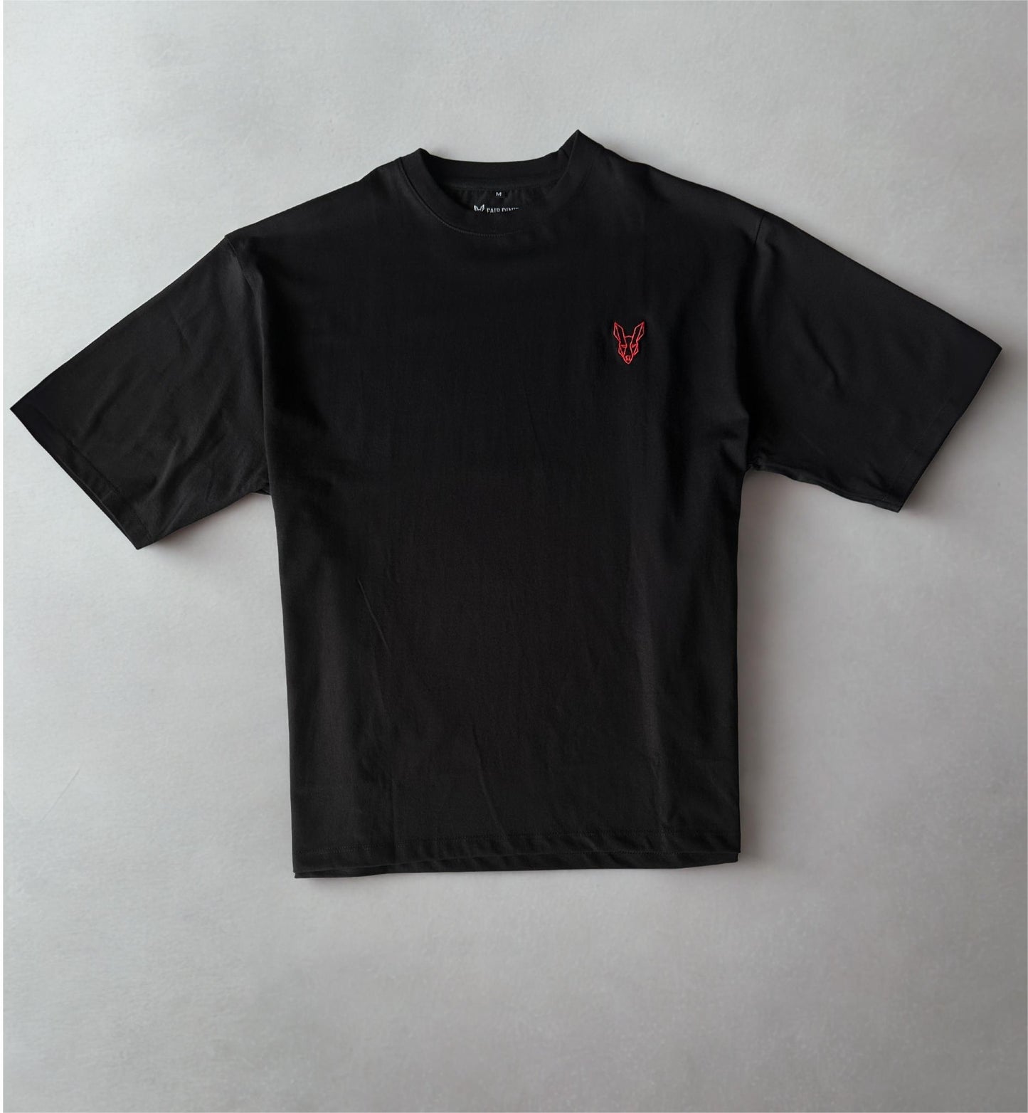 Fair Dinkums Oversized Tee — Black (Red Embroidery & Back Print)