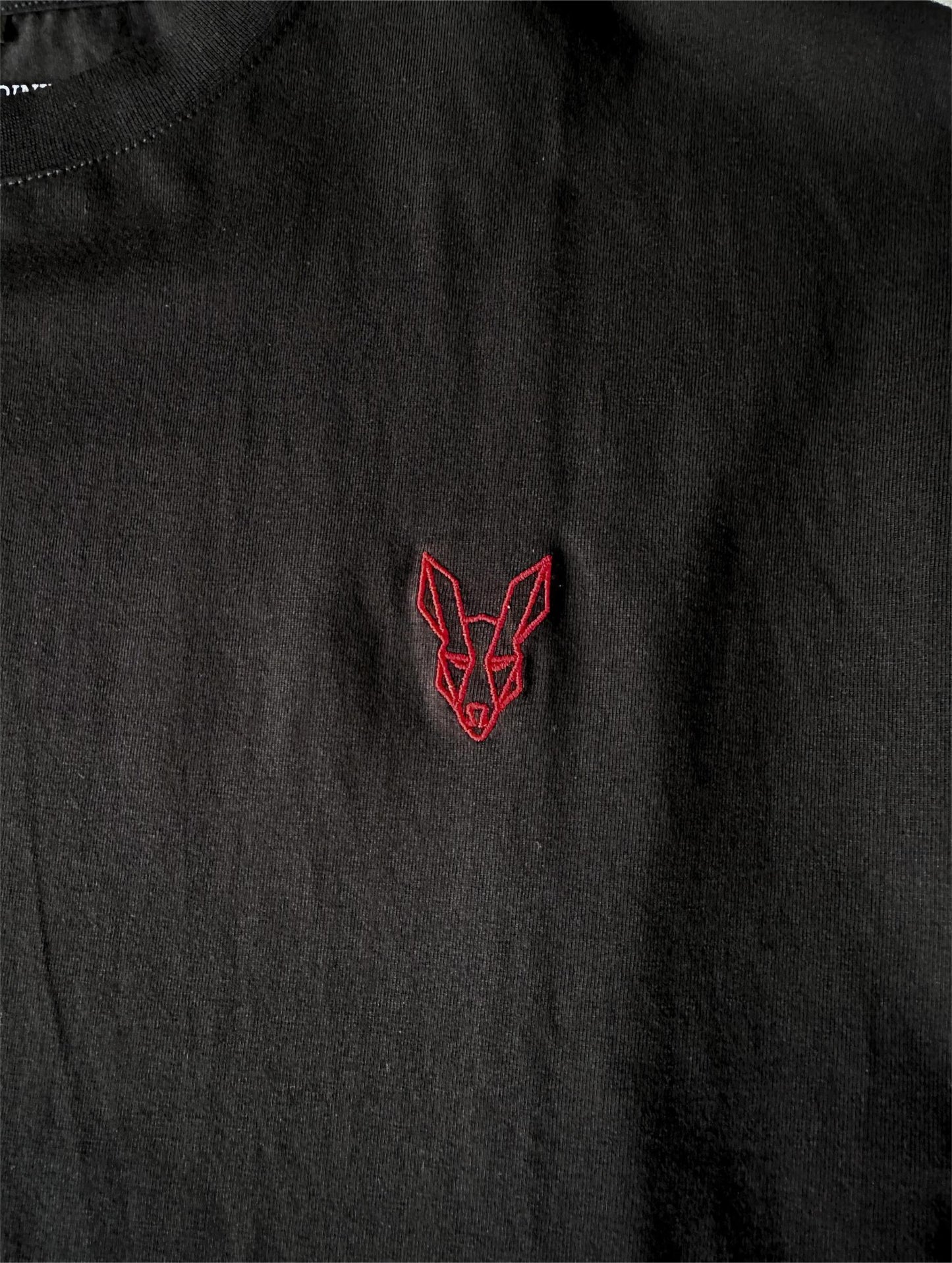 Fair Dinkums Oversized Tee — Black (Red Embroidery & Back Print)