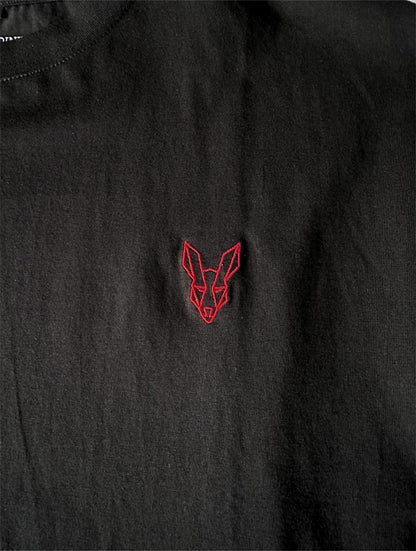 Fair Dinkums Oversized Tee — Black (Red Embroidery & Back Print)