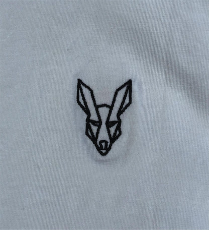 Fair Dinkums Oversized Tee — White (Black Embroidery & Back Print)