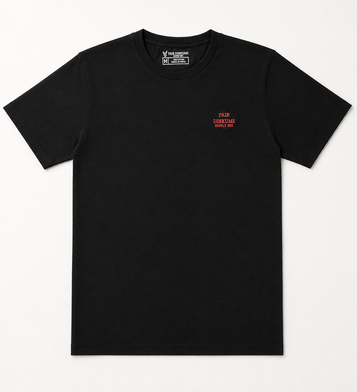 Fair Dinkums Classic Tee — Black (Red Embroidery)