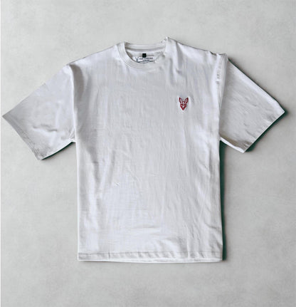 Fair Dinkums Oversized Tee — White (Red Embroidery & Back Print)