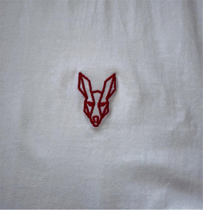 Fair Dinkums Oversized Tee — White (Red Embroidery & Back Print)
