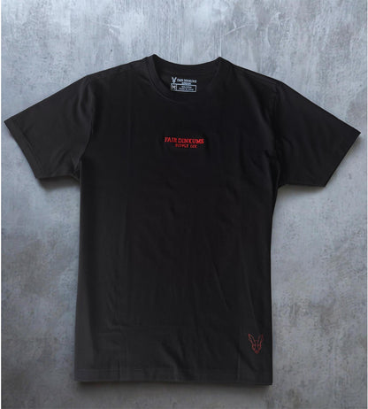 Fair Dinkums Supima Cotton Tee — Black (Red Embroidery & Hem Detail)