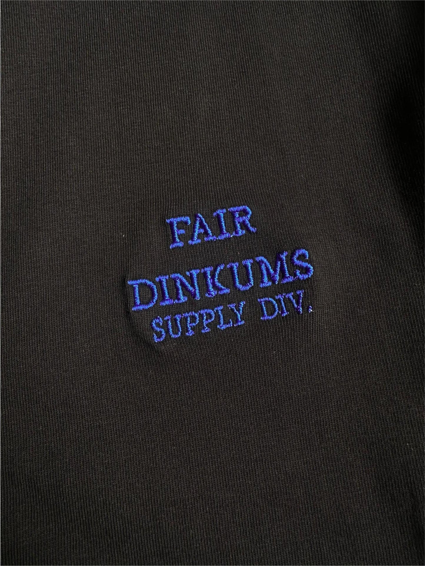 Fair Dinkums Classic Tee — Black (Blue Embroidery)