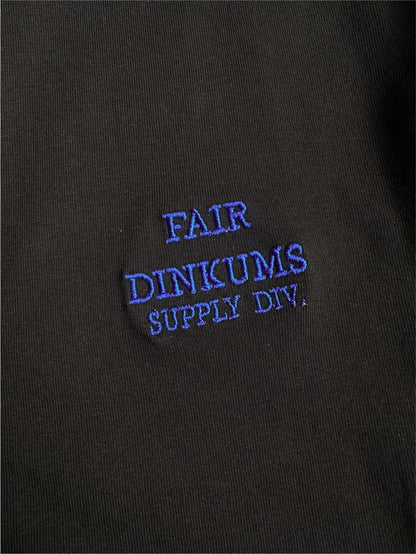 Fair Dinkums Classic Tee — Black (Blue Embroidery)