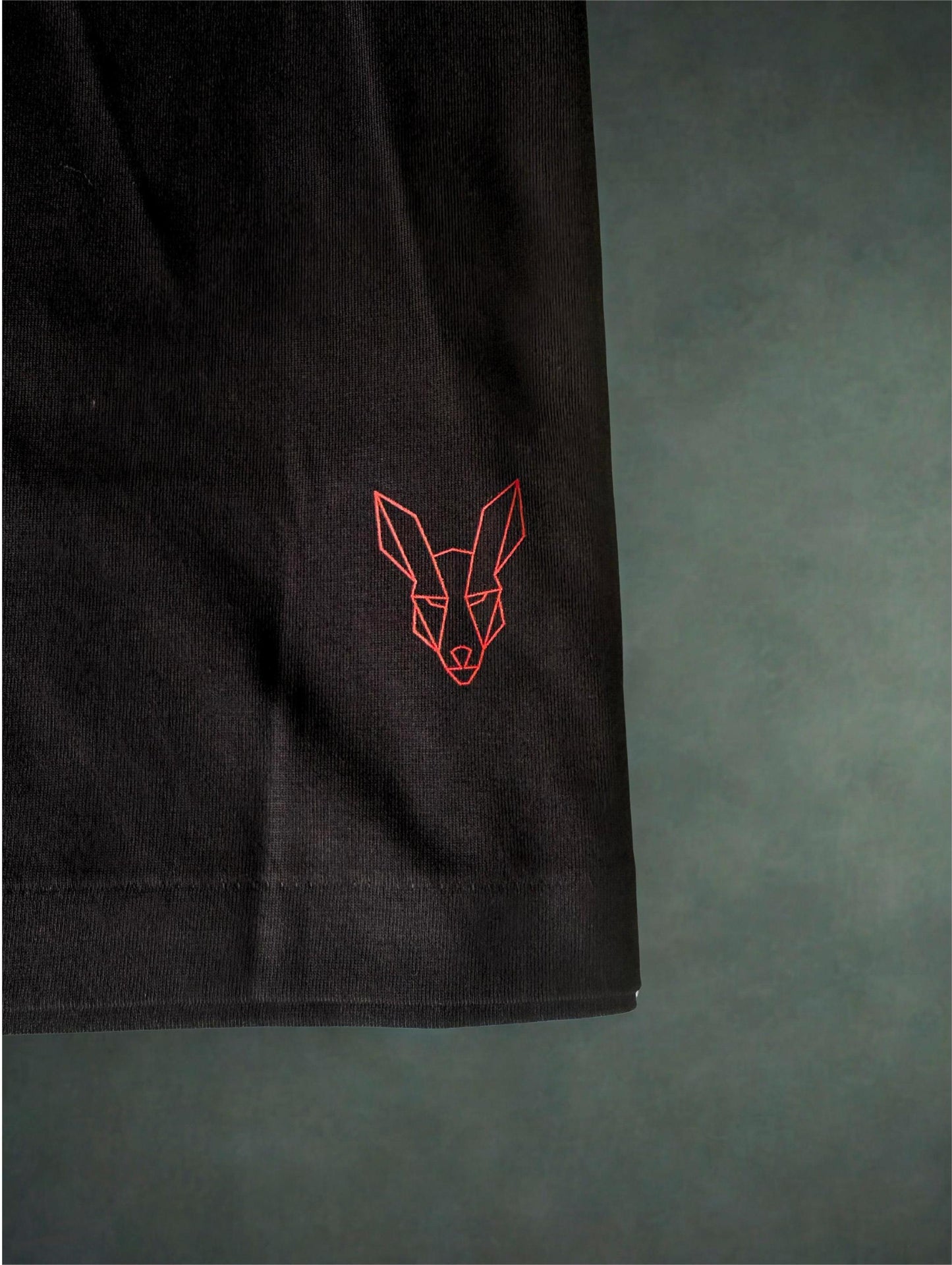 Fair Dinkums Supima Cotton Tee — Black (Red Embroidery & Hem Detail)