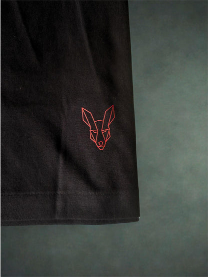 Fair Dinkums Supima Cotton Tee — Black (Red Embroidery & Hem Detail)
