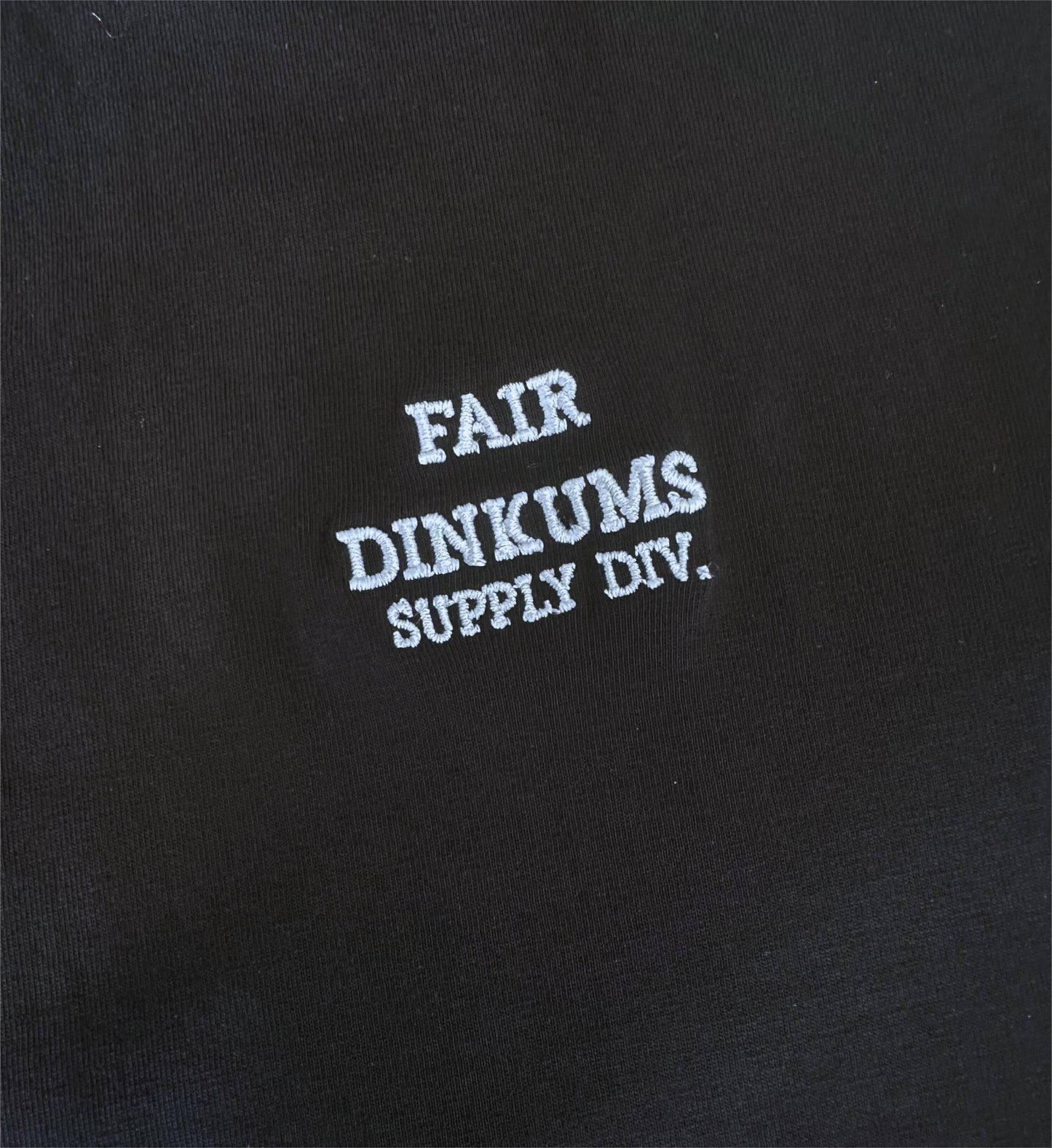 Fair Dinkums Classic Tee — Black (White Embroidery)