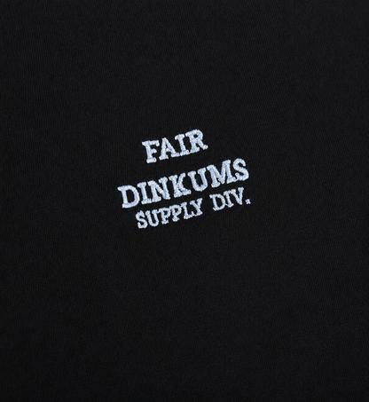 Fair Dinkums Classic Tee — Black (White Embroidery)