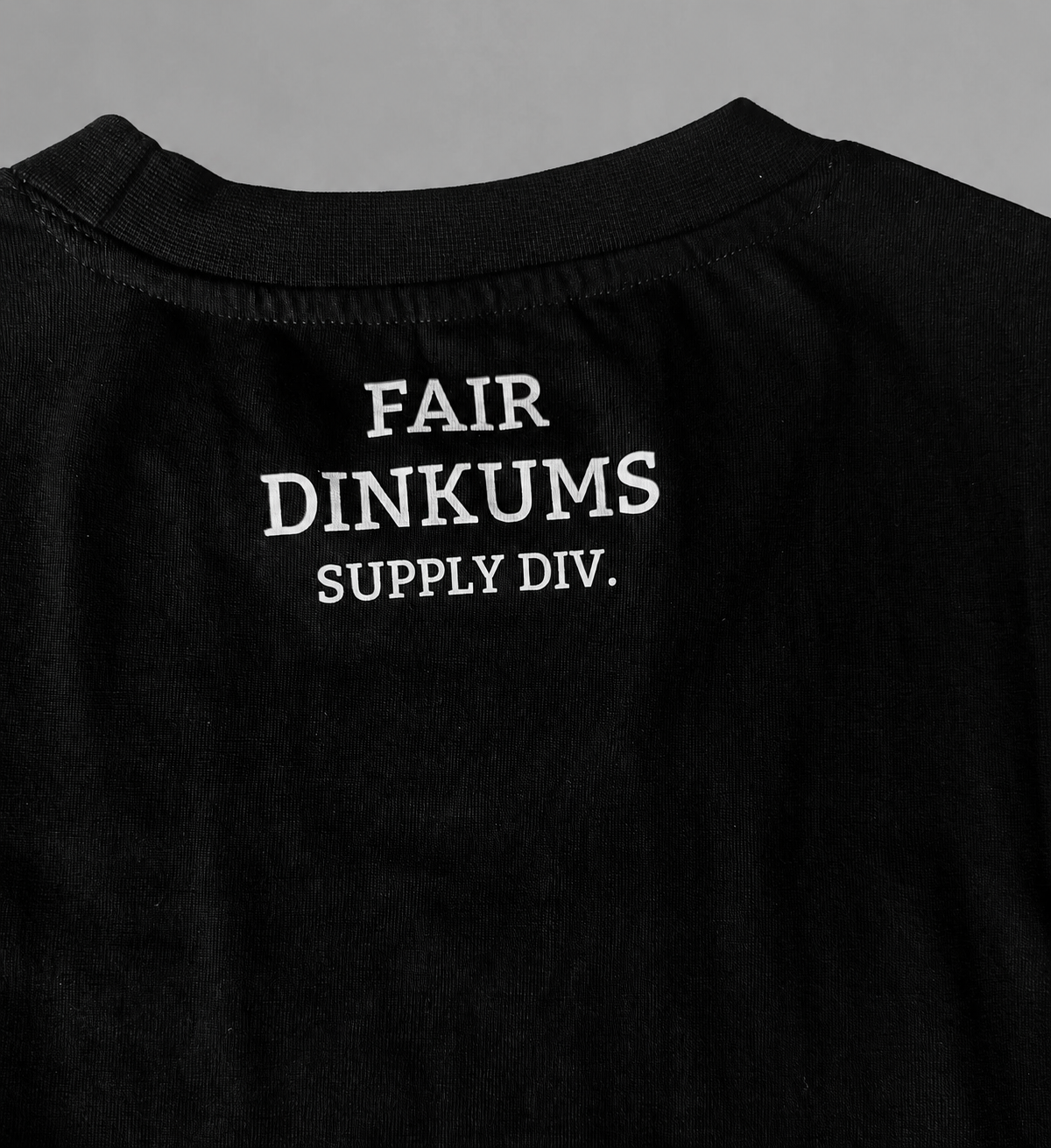 Fair Dinkums Oversized Tee — Black (White Embroidery & Back Print)