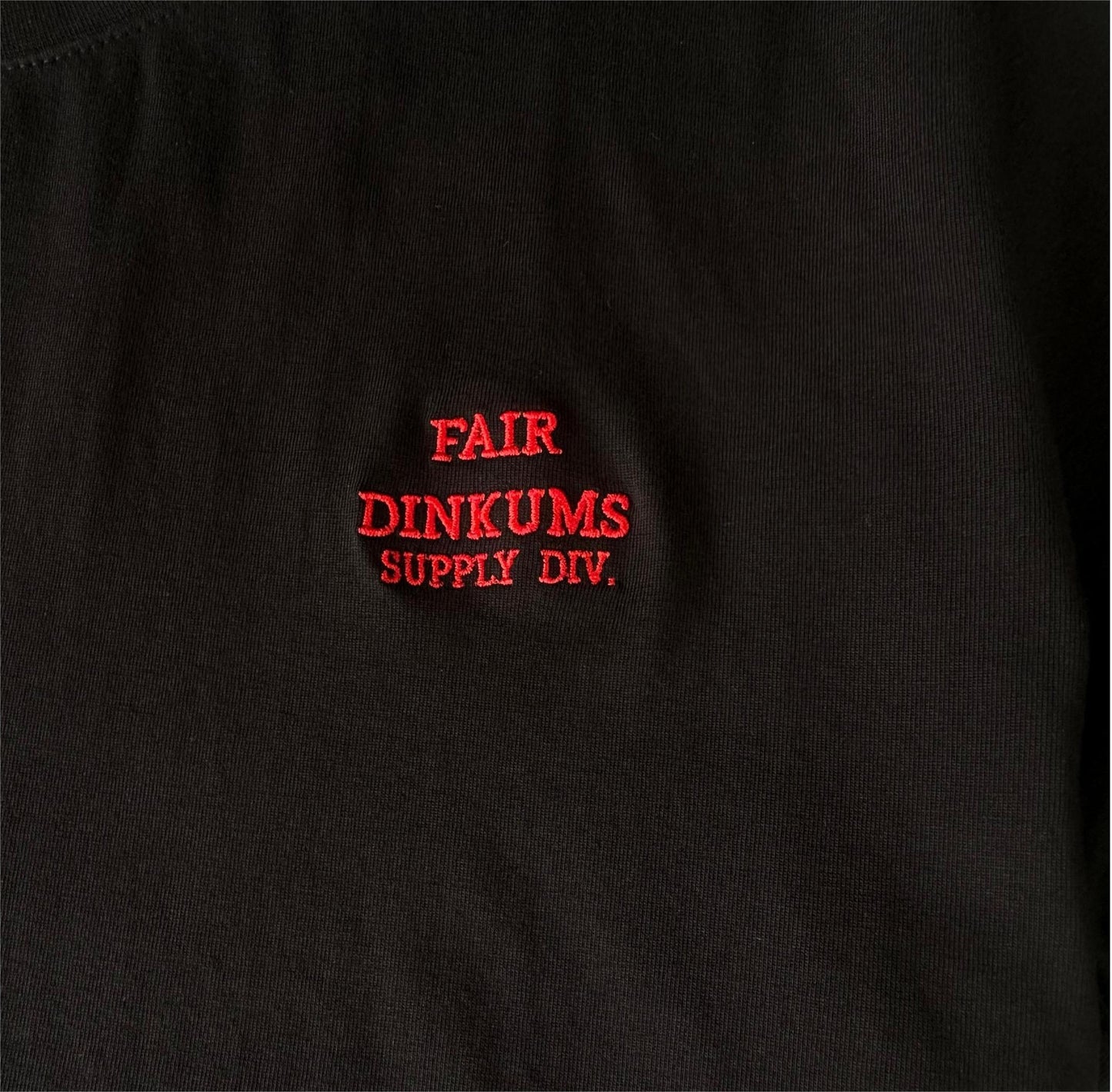 Fair Dinkums Classic Tee — Black (Red Embroidery)