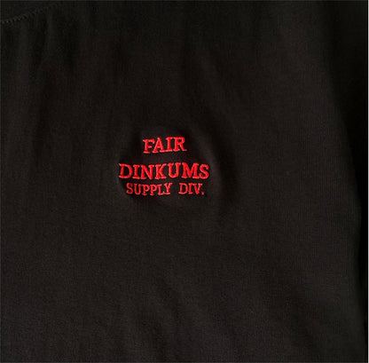 Fair Dinkums Classic Tee — Black (Red Embroidery)