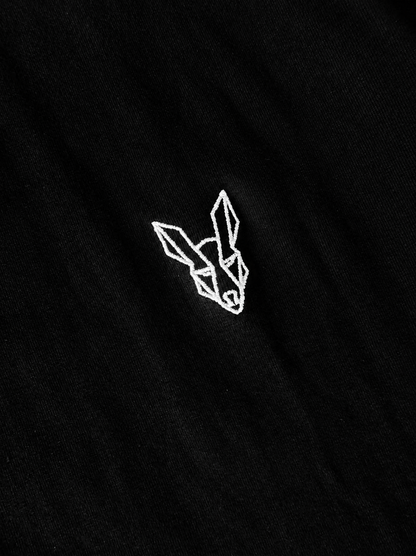 Fair Dinkums Oversized Tee — Black (White Embroidery & Back Print)