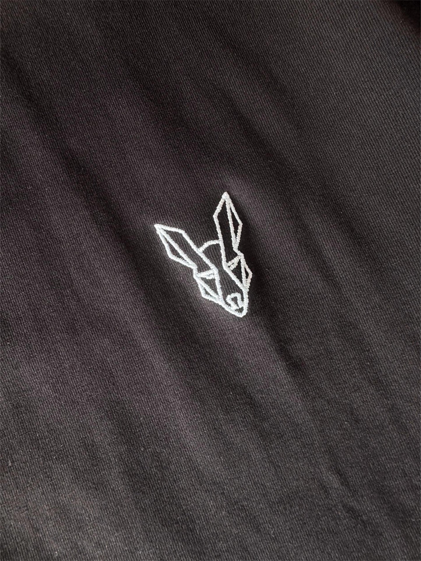 Fair Dinkums Oversized Tee — Black (White Embroidery & Back Print)