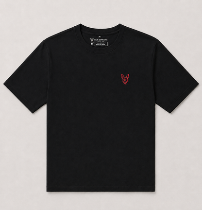 Fair Dinkums Oversized Tee — Black (Red Embroidery & Back Print)
