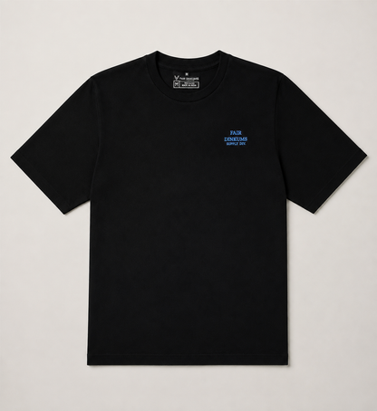 Fair Dinkums Classic Tee — Black (Blue Embroidery)