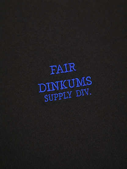 Fair Dinkums Classic Tee — Black (Blue Embroidery)
