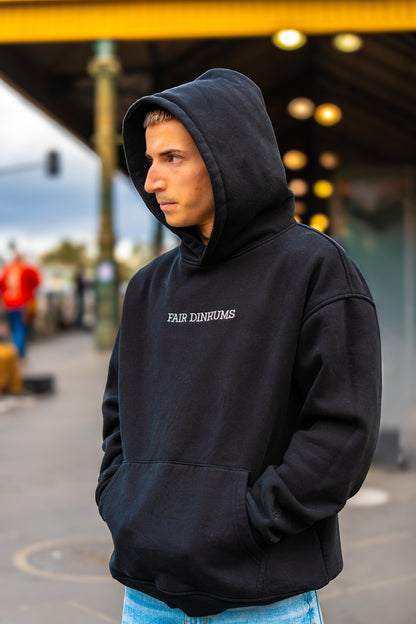 Fair Dinkums Heavyweight Hoodie — Black (360 GSM Cotton)