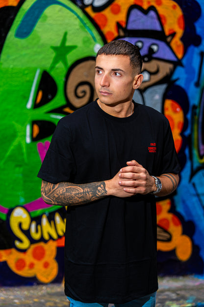 Fair Dinkums Classic Tee — Black (Red Embroidery)