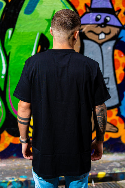 Fair Dinkums Classic Tee — Black (Red Embroidery)